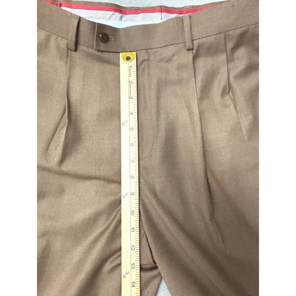 Dockers Men Brown Pleated Trousers Classic Fit Cuffed Hem W36 L32 32896-0001